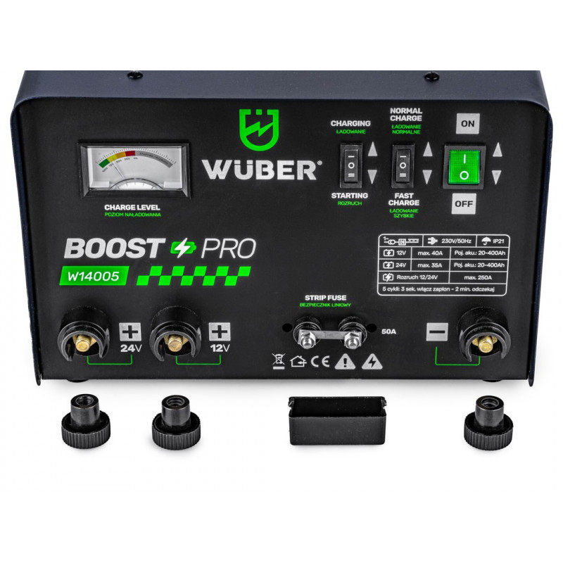 Wuber W14005 acculader voor auto's met jumpstart, 40 A, 12 V/24 V