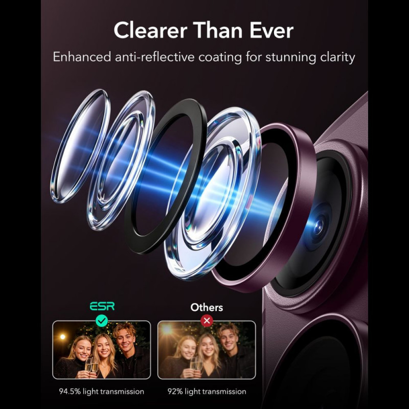 ESR Armorite camerabeschermer voor Apple iPhone 18 Pro / 18 Pro Max, Deep Burgundy