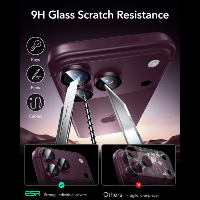 ESR Armorite camerabeschermer voor Apple iPhone 18 Pro / 18 Pro Max, Deep Burgundy
