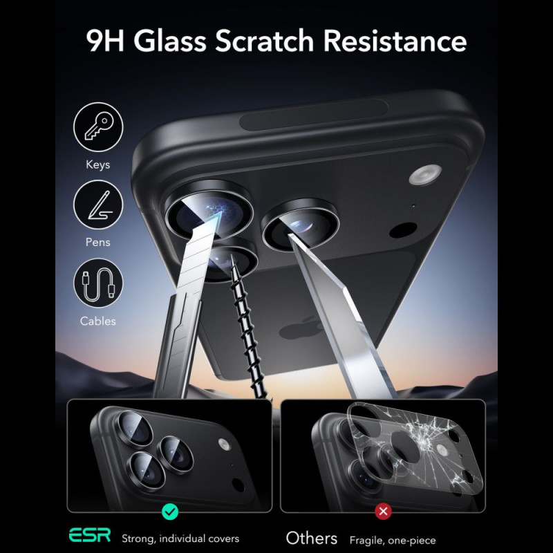 ESR Armorite camerabeschermer voor Apple iPhone 18 Pro / 18 Pro Max, zwart, 2-pack