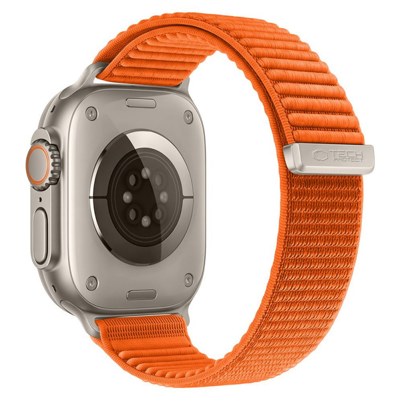 Tech-Protect Nylonloop Apple Watch 8 / 9 / 10 / 11 / 12 / SE / Ultra 44/45/46/49 mm horlogeband, oranje