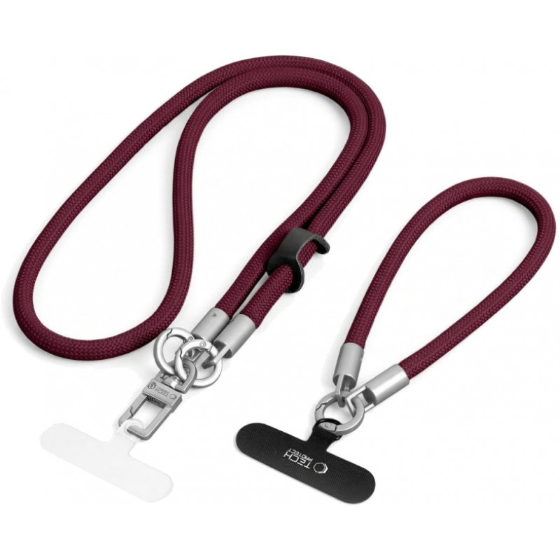 Tech-Protect C10S Rope crossbody- en polstelefoonkoordset, bordeaux/titanium
