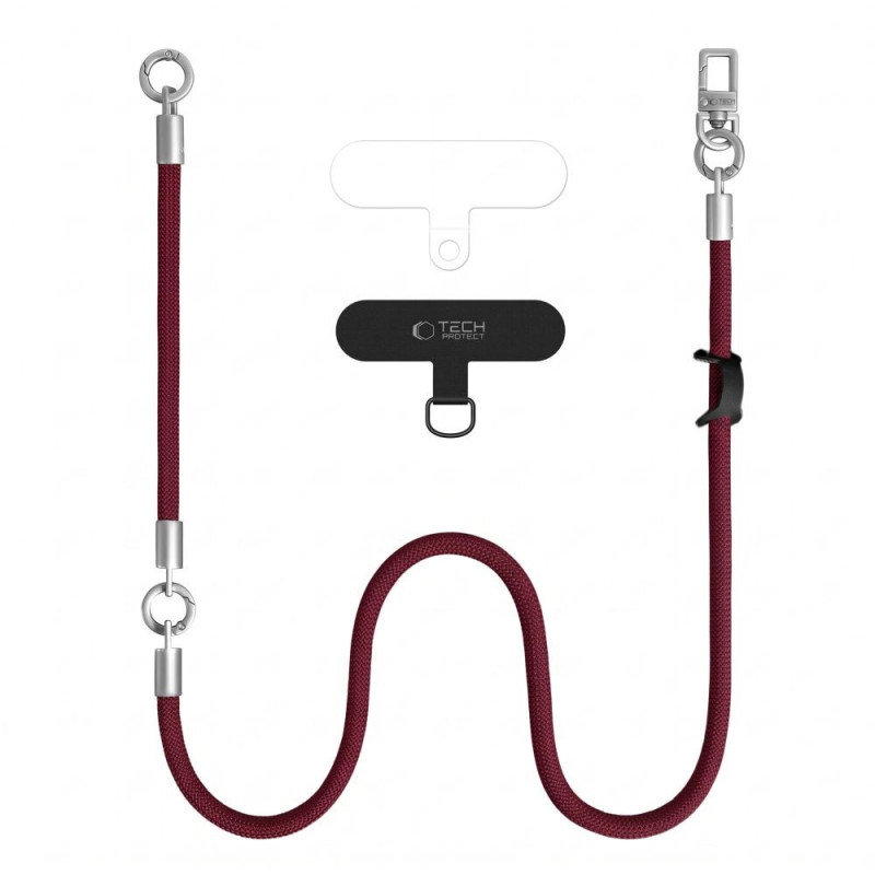 Tech-Protect C10S Rope crossbody- en polstelefoonkoordset, bordeaux/titanium