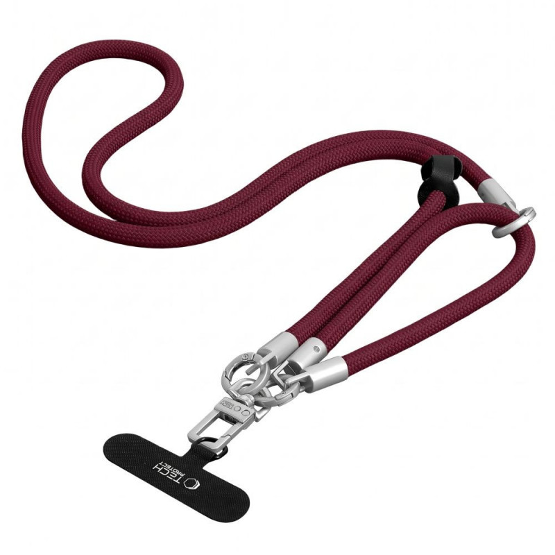 Tech-Protect C10S Rope crossbody- en polstelefoonkoordset, bordeaux/titanium