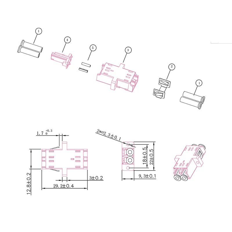 LogiLink FA02LC8 Glasvezeladapter LC Duplex, 12 stuks, met flens, violet