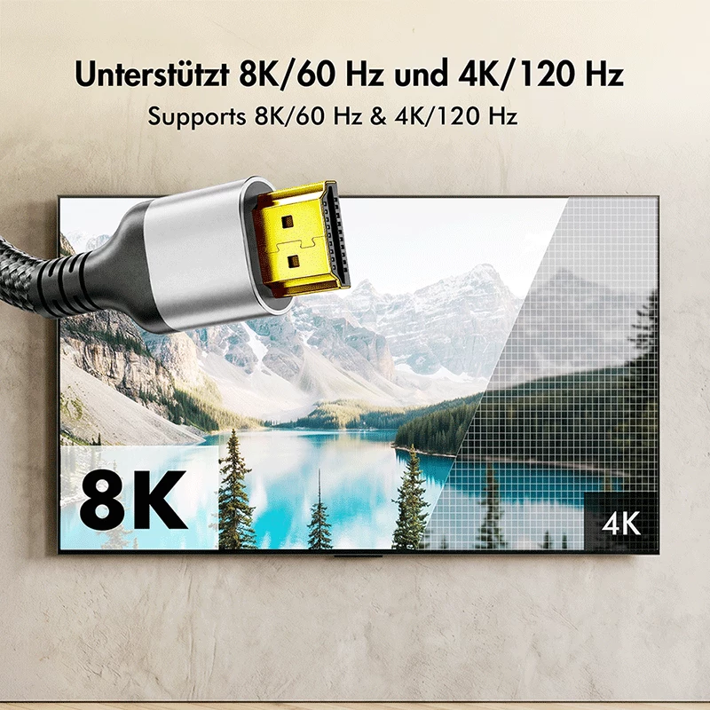 LogiLink CH0120 HDMI-kabel, A/M naar A/M, 8K/60 Hz, 48 Gbps, metaal, nylon, zwart/grijs, 0,5 m