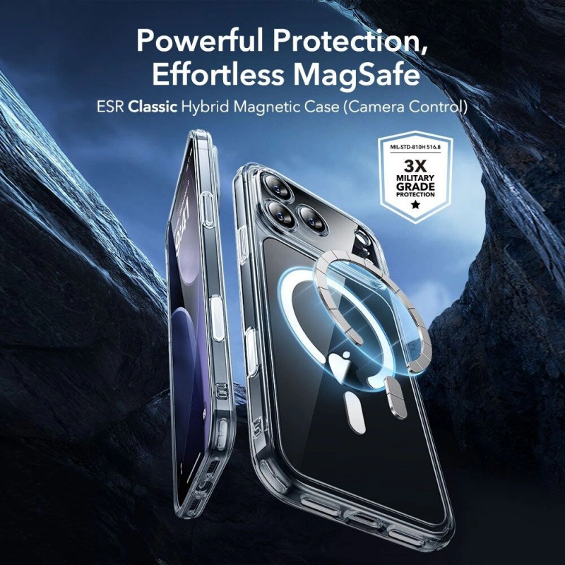 ESR Classic Hybrid MagSafe-hoesje met gehard glas voor Apple iPhone 17 Pro Max, transparant