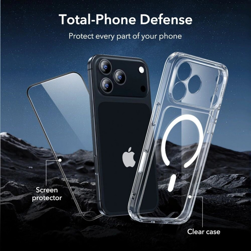 ESR Classic Hybrid MagSafe-hoesje met gehard glas voor Apple iPhone 17 Pro Max, transparant