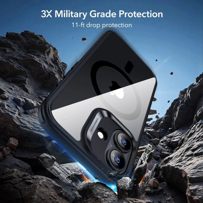 ESR Classic Hybrid MagSafe-hoesje met gehard glas voor Apple iPhone 17, transparant/zwart