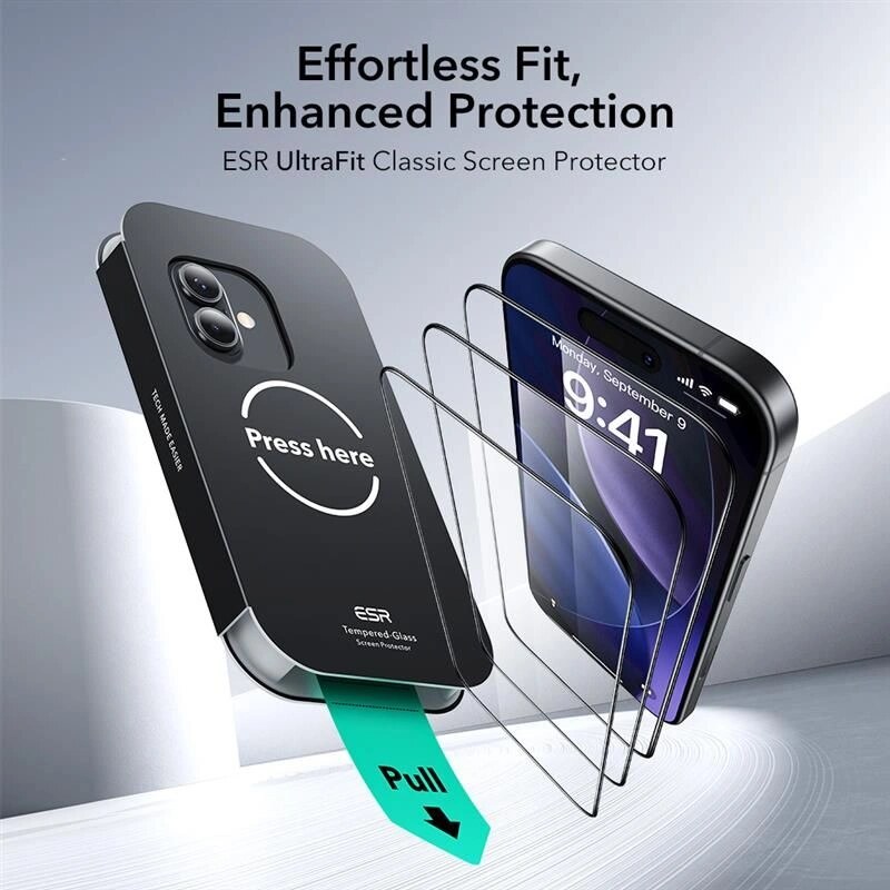 ESR UltraFit gehard glas voor Apple iPhone 16 Pro / 17, transparant (2 st.) (ESR922)