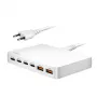 LogiLink PA0418 USB-A/C desktoplader, 100 W, GaN, 6 poorten, 2x USB-A (QC), 4x USB-C (PD), wit