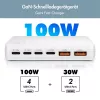 LogiLink PA0418 USB-A/C desktoplader, 100 W, GaN, 6 poorten, 2x USB-A (QC), 4x USB-C (PD), wit