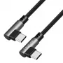 LogiLink CU0460 USB 2.0 Type-C-kabel, C/M 90° naar C/M 90°, 480 Mbps, 100W, metaal, zilver/zwart, 0,5 m