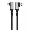 LogiLink CU0470 USB 3.2 Gen1 Type-C-kabel, A/M 90° naar C/M 90°, 5 Gbps, 60W, metaal, zilver/zwart, 0,5 m