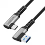 LogiLink CU0471 USB 3.2 Gen1 Type-C-kabel, A/M 90° naar C/M 90°, 5 Gbps, 60W, metaal, zilver/zwart, 1 m