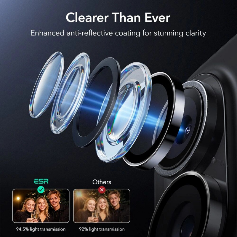 ESR Armorite camerabeschermer voor Apple iPhone 16 / 16 Plus / 17, zwart