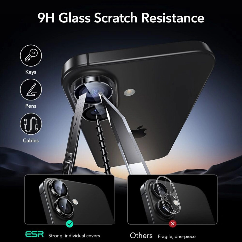 ESR Armorite camerabeschermer voor Apple iPhone 16 / 16 Plus / 17, zwart