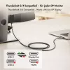 Logilink CUA0131 USB 3.2 Gen2 Type-C-kabel, C/M naar DP/M, 8K/60 Hz, nylon, metaal, zwart, 2 m