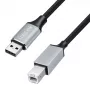 Logilink CU0107 USB 2.0-kabel, USB-A/M naar USB-B/M, 480 Mbps, nylon, metaal, zwart/zilver, 2 m