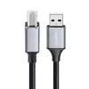 Logilink CU0107 USB 2.0-kabel, USB-A/M naar USB-B/M, 480 Mbps, nylon, metaal, zwart/zilver, 2 m
