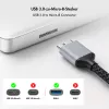 Logilink CU0291 USB 3.0-kabel, A/M naar Micro-USB/M, 5 Gbps, nylon, metaal, zwart/zilver, 2 m