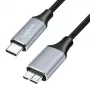 Logilink CU0199 USB 3.2 Gen1 Type-C-kabel, C/M naar Micro-USB/M, 5 Gbps, nylon, metaal, zwart/zilver, 2 m