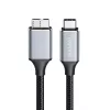 Logilink CU0199 USB 3.2 Gen1 Type-C-kabel, C/M naar Micro-USB/M, 5 Gbps, nylon, metaal, zwart/zilver, 2 m