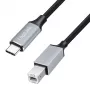 Logilink CU0515 USB 2.0 Type-C-kabel, C/M naar B/M, 480 Mbps, nylon, metaal, zwart/zilver, 2 m