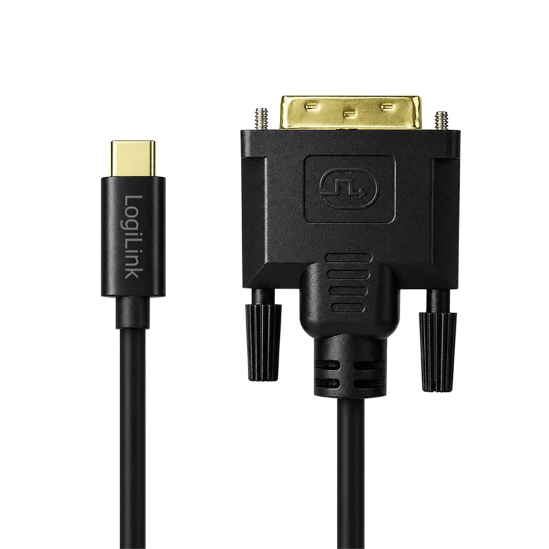Logilink UA0473 USB 3.2 Gen1 Type-C-kabel, C/M naar DVI-D/M, 1080p/60 Hz, zwart, 1,8 m