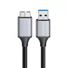 Logilink CU0290 USB 3.0-kabel, A/M naar Micro-USB/M, 5 Gbps, nylon, metaal, zwart/zilver, 1 m