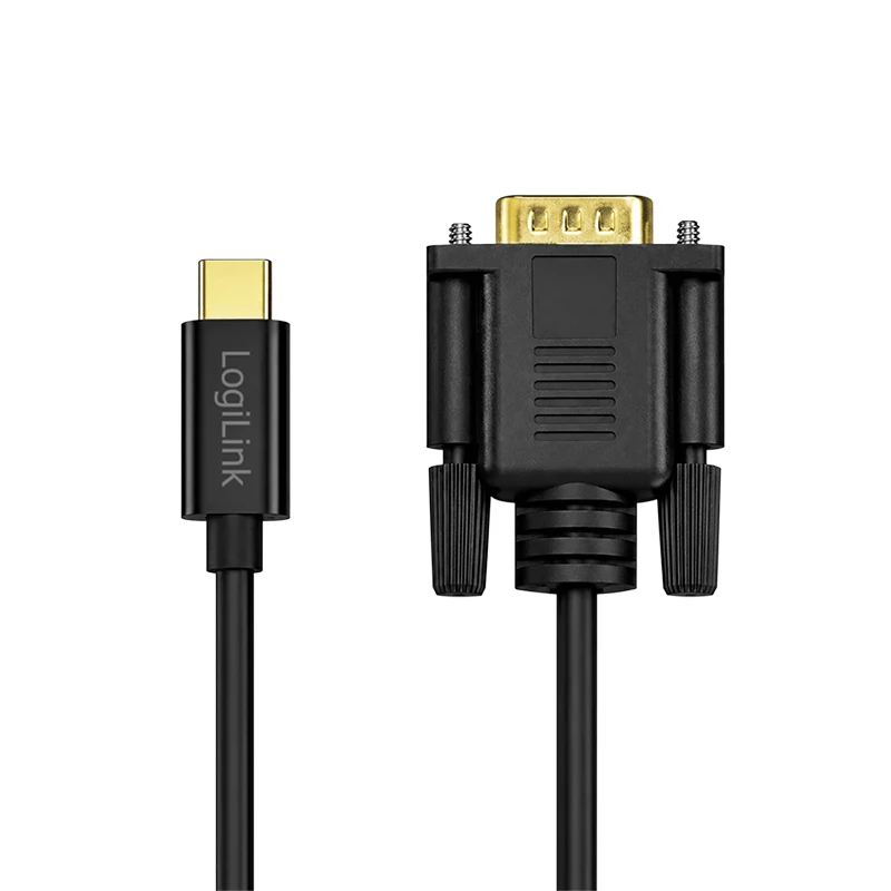 Logilink UA0476 USB 3.2 Gen1 Type-C-kabel, C/M naar VGA/M, 1080p/60 Hz, zwart, 3 m