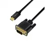 Logilink UA0475 USB 3.2 Gen1 Type-C-kabel, C/M naar VGA/M, 1080p/60 Hz, zwart, 1,8 m