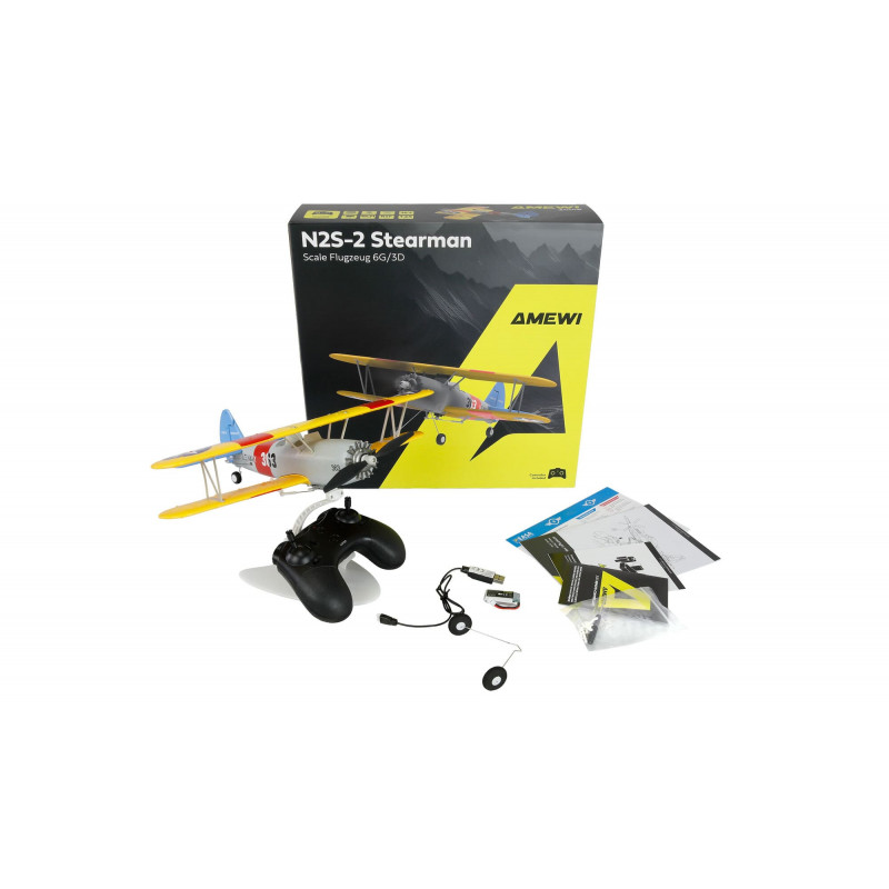Amewi AMXFlight N2S-2 Stearman 360 mm 6G/3D 6-kanaals RTF, 14+ (24148)