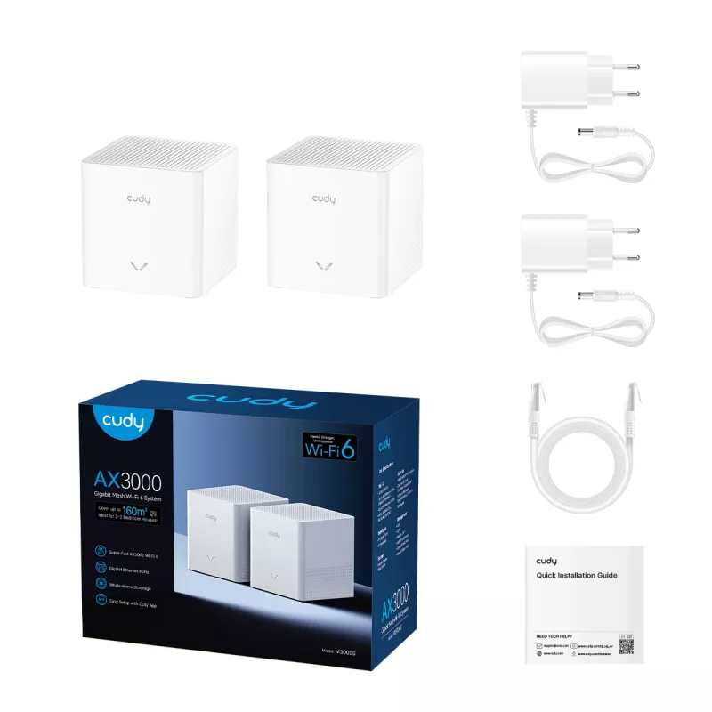 CUDY M3000S AX3000 Wi-Fi 6 Mesh-systeem, 2-pack