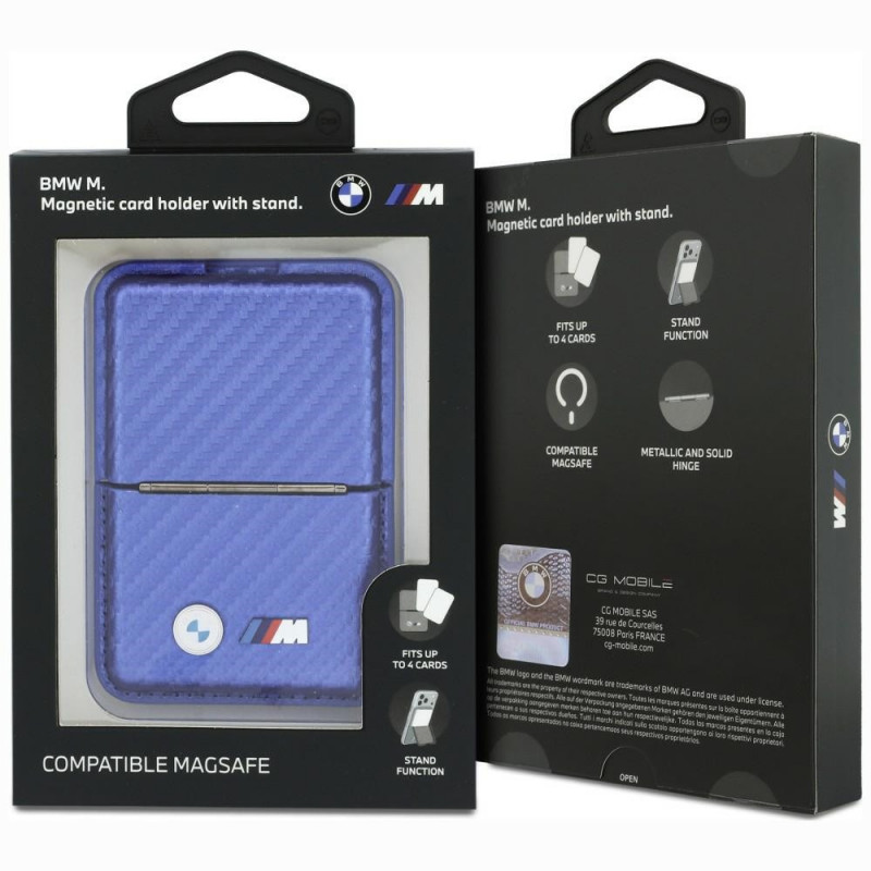 BMW M Carbon Metal Logos MagSafe-portemonnee, blauw