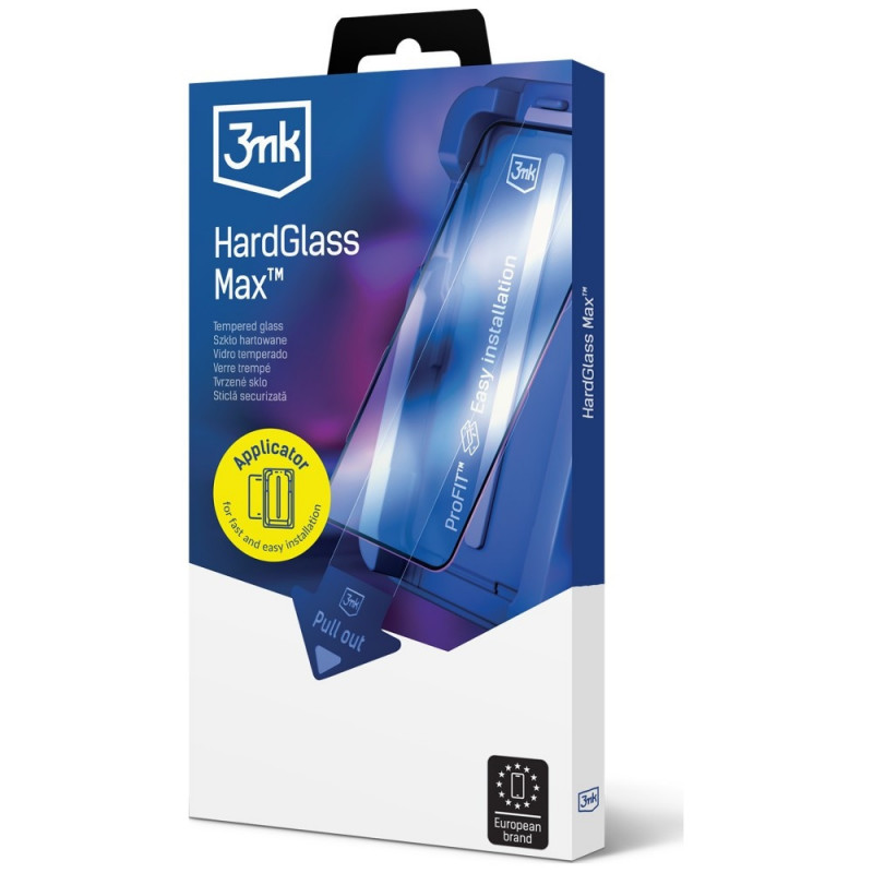 3MK HardGlass Max gehard glas met applicator voor Apple iPhone 13 / 13 Pro / 14 / 16e / 17e, zwart