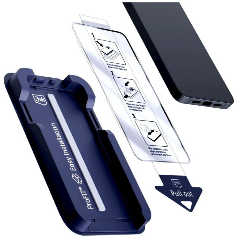 3MK HardGlass Max gehard glas met applicator voor Apple iPhone 13 / 13 Pro / 14 / 16e / 17e, zwart