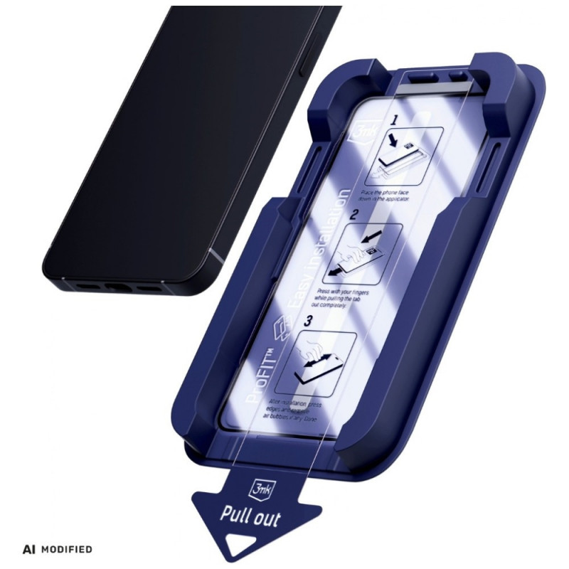 3MK HardGlass Max gehard glas met applicator voor Apple iPhone 15 / 16, zwart