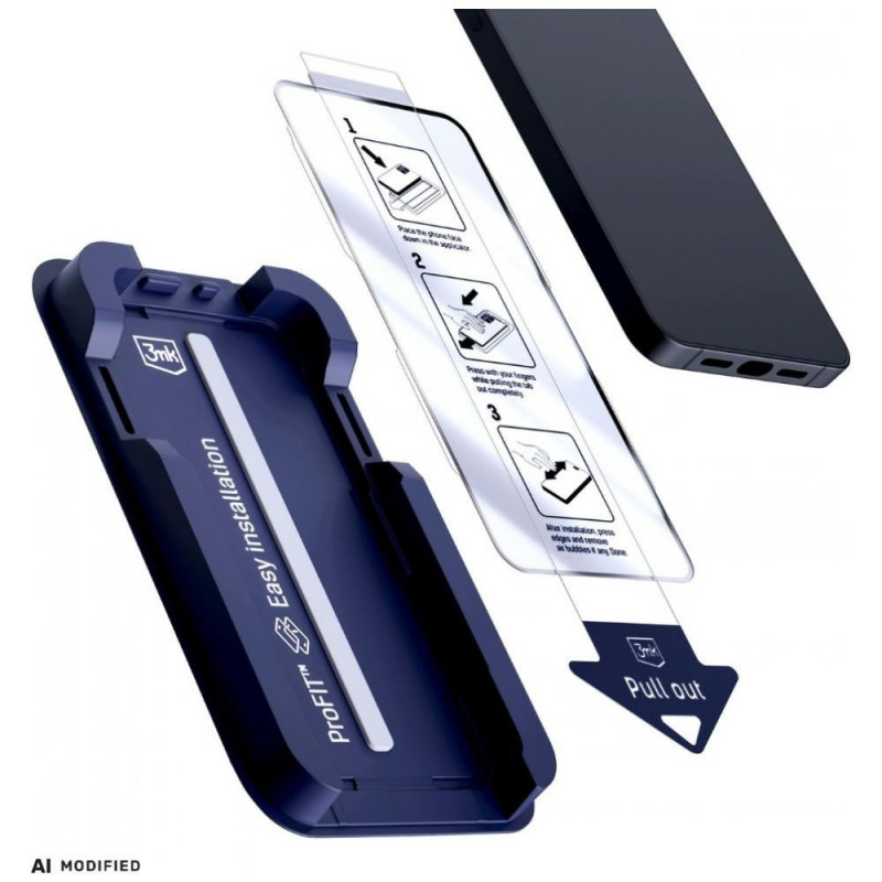 3MK HardGlass Max gehard glas met applicator voor Apple iPhone 15 / 16, zwart