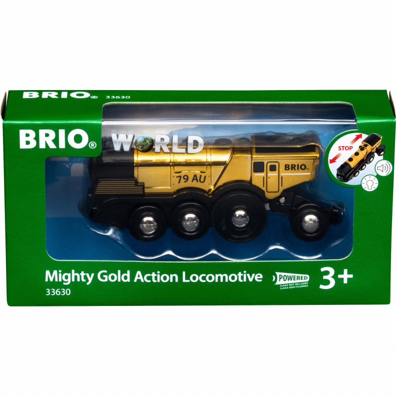 BRIO World gouden batterijlocomotief met licht en geluid (33630)