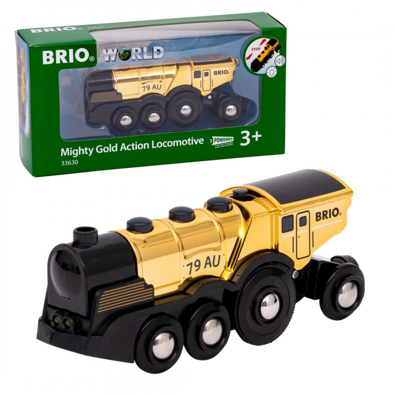 BRIO World gouden batterijlocomotief met licht en geluid (33630)