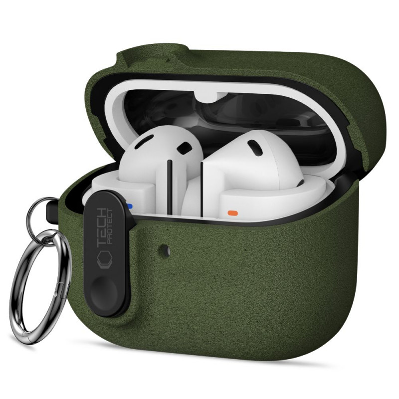 Tech-Protect Slim Hook-hoesje Samsung Galaxy Buds 3 / 3 FE / 3 Pro, olijfgroen