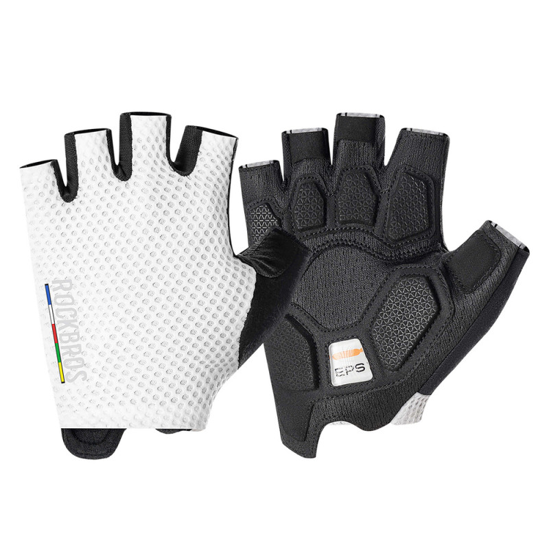 Rockbros TLS004 ROAD TO SKY korte schokabsorberende fietshandschoenen M, wit