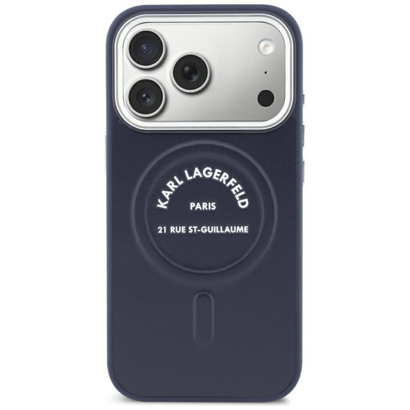 Karl Lagerfeld Embossed Open Ring RSG Logo MagSafe hoesje voor Apple iPhone 18 Pro Max / 17 Pro Max, blauw (KF003292-0)