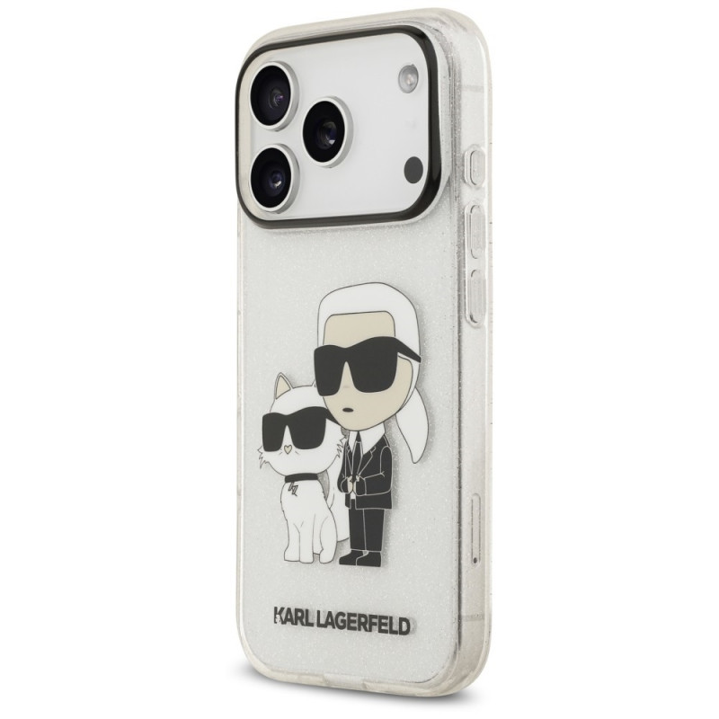 Karl Lagerfeld IML NFT Glitter Karl&Choupette hoesje KF003400 voor Apple iPhone 18 Pro Max / 17 Pro Max, transparant