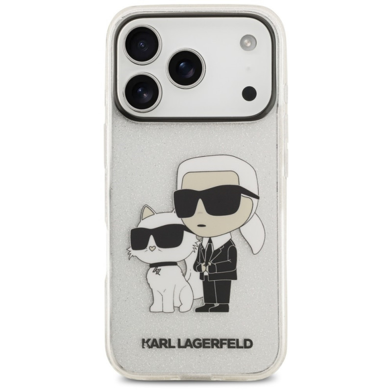 Karl Lagerfeld IML NFT Glitter Karl&Choupette hoesje KF003400 voor Apple iPhone 18 Pro Max / 17 Pro Max, transparant