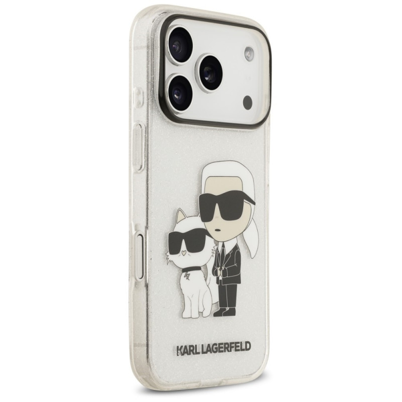 Karl Lagerfeld IML NFT Glitter Karl&Choupette hoesje KF003400 voor Apple iPhone 18 Pro Max / 17 Pro Max, transparant