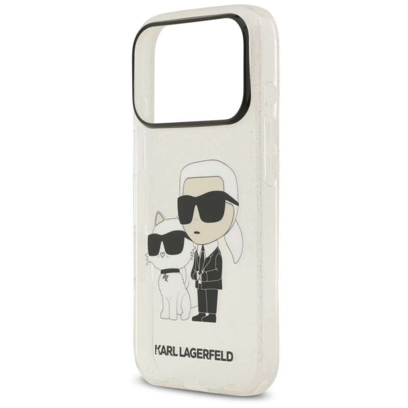 Karl Lagerfeld IML NFT Glitter Karl&Choupette hoesje KF003400 voor Apple iPhone 18 Pro Max / 17 Pro Max, transparant
