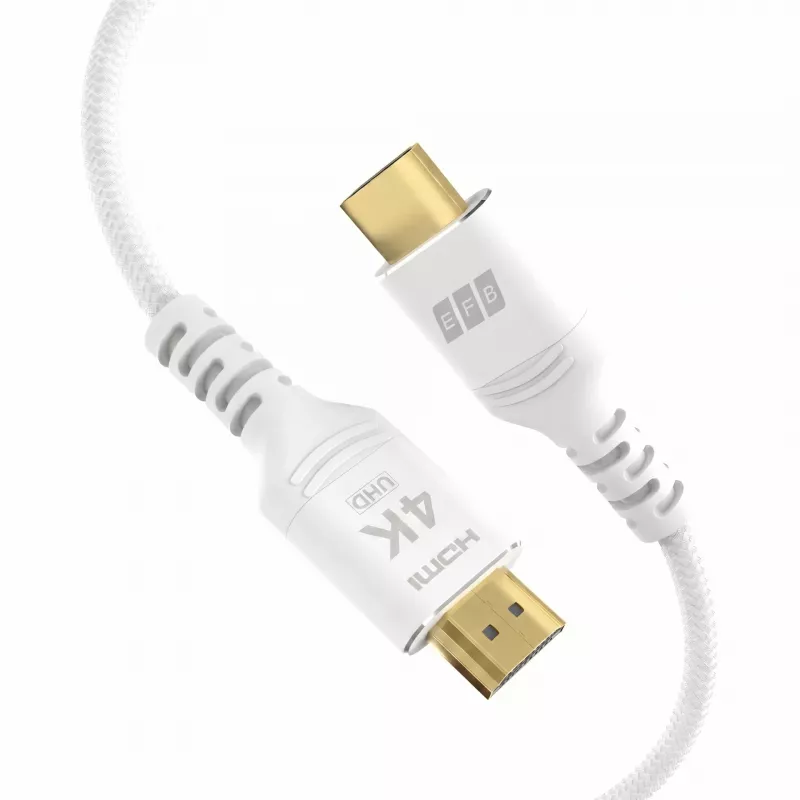 EFB Elektronik HDMI-20-00015 HDMI-kabel High Speed met Ethernet, 4K60Hz, 18 Gbit/s, 5 m, wit, compatibel met HDMI 2.0