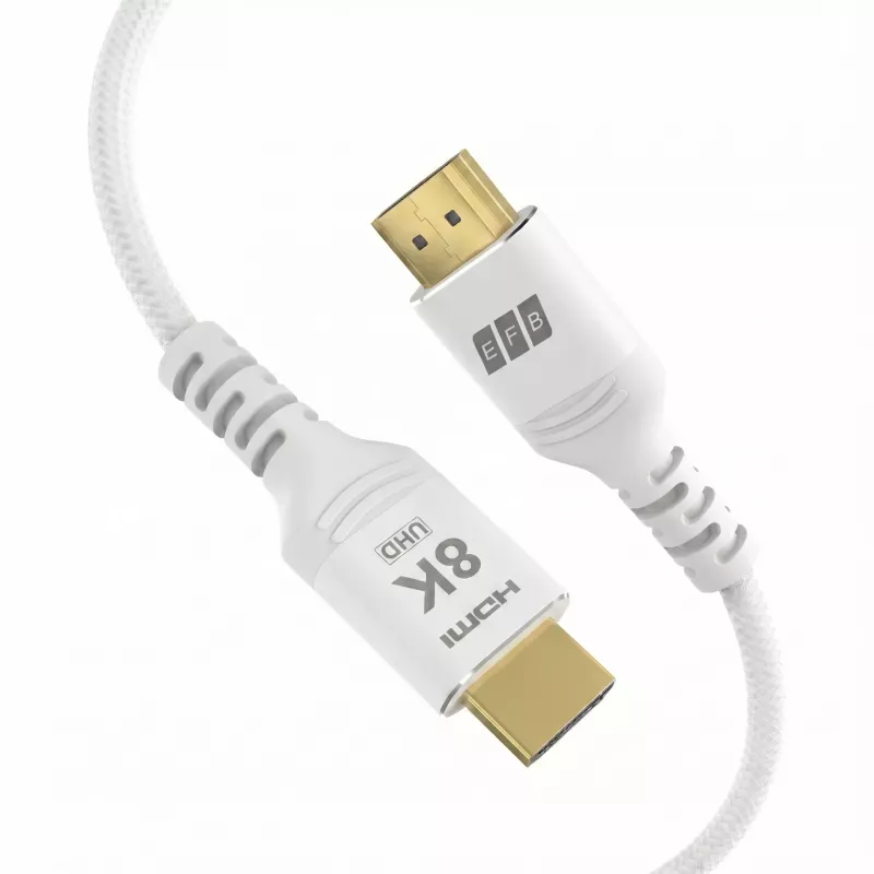 EFB Elektronik HDMI-21-00012 HDMI-kabel Ultra High Speed, 8K60Hz, 48 Gbit/s, 3 m, wit, compatibel met HDMI 2.1/2.0